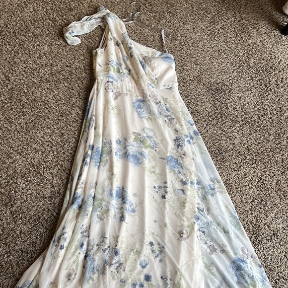 After Six Chiffon Draped One Shoulder Cocktail Weeding Guess Floral Maxi Size 12 - Picture 5 of 12